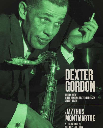 Dexter Gordon jazz poster - Live at Jazzhus Montmartre - 1967