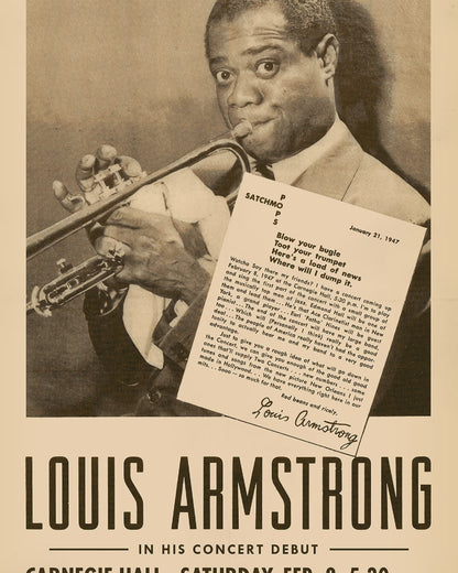 Louis Armstrong - Billie Holiday jazz poster - At Carnegie Hall - 1947