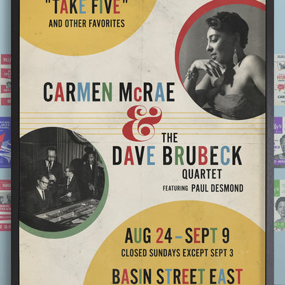 Carmen McRae - Dave Brubeck jazz poster - Take Five Live - 1961