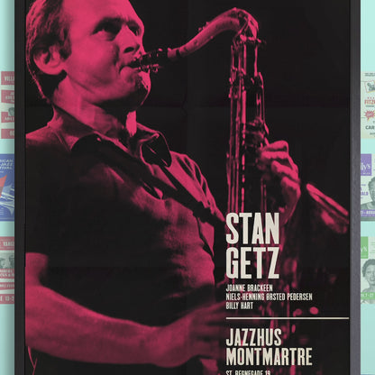 Stan Getz jazz poster - Live at Jazzhus Montmartre - 1977 (red variant)