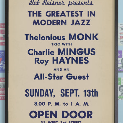Thelonious Monk - Charlie Parker - Charles Mingus jazz poster - Open Door - 1953
