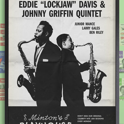 Eddie "Lockjaw" Davis - Johnny Griffin jazz poster - At Minton's Playhouse - 1961