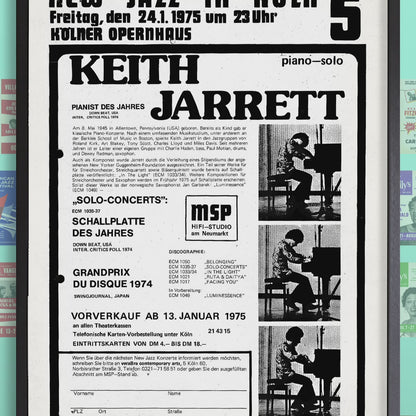 Keith Jarrett jazz poster - Köln Concert - 1975