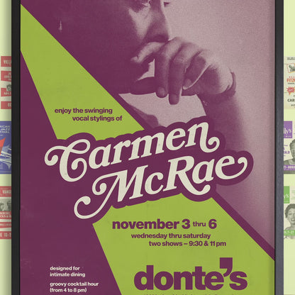 Carmen McRae jazz poster - Great American Songbook - Donte's - 1971