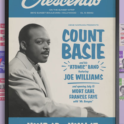 Count Basie jazz poster - Live At the Crescendo - Hollywood - 1958