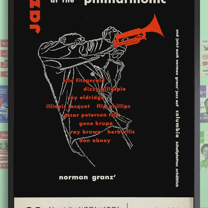 Ella Fitzgerald - Dizzy Gillespie jazz poster - Jazz at the Philharmonic - Hamburg - 1956