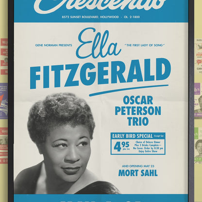 Ella Fitzgerald - Oscar Peterson jazz poster - At the Crescendo - Hollywood - 1961
