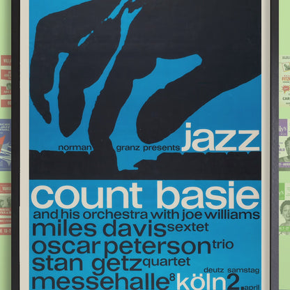 Count Basie - Miles Davis - Oscar Peterson - Stan Getz jazz poster - Köln, Germany - 1960