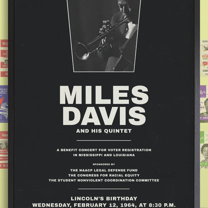 Miles Davis - My Funny Valentine - Four & More jazz poster - Lincoln Center - 1964 (black variant)