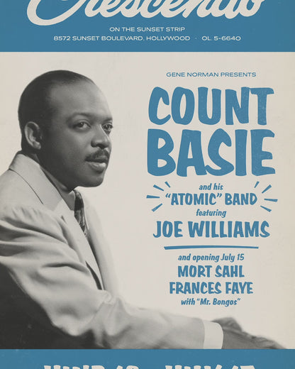 Count Basie jazz poster - Live At the Crescendo - Hollywood - 1958