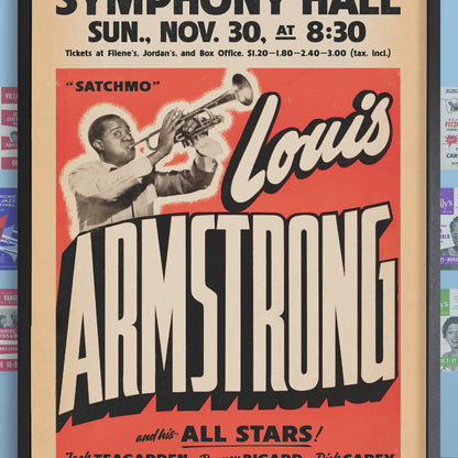 Louis Armstrong All Stars jazz poster - Satchmo at Symphony Hall - 1947