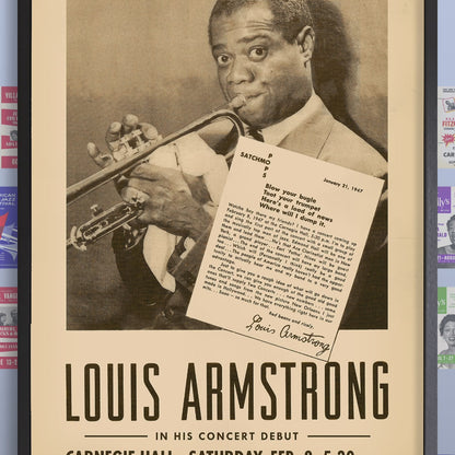 Louis Armstrong - Billie Holiday jazz poster - At Carnegie Hall - 1947