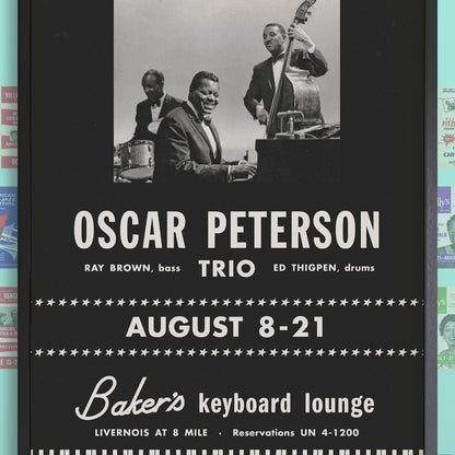 Oscar Peterson jazz poster - At Baker's Keyboard Lounge - Detroit, MI - 1960