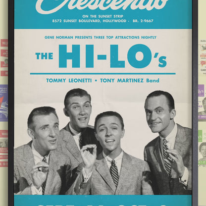The Hi-Lo's jazz poster - The Crescendo - Hollywood - 1955