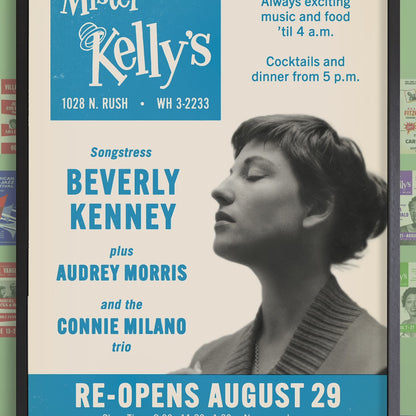 Beverly Kenney jazz poster - Mister Kelly's - Chicago - 1956