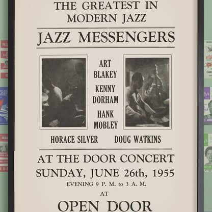 Art Blakey - Kenny Dorham - Hank Mobley jazz poster - Open Door - 1955