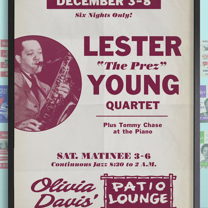 Lester Young jazz poster - Live in Washington, DC - 1956