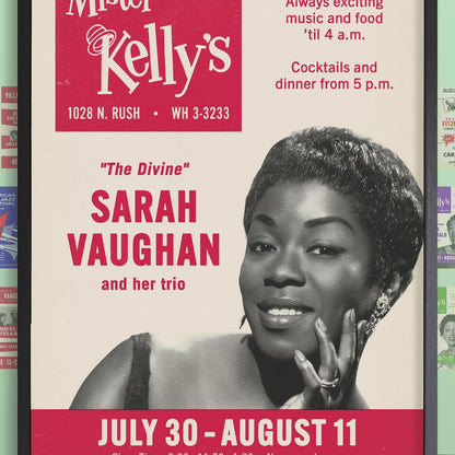 Sarah Vaughan jazz poster - Live at Mister Kelly's - Chicago - 1957