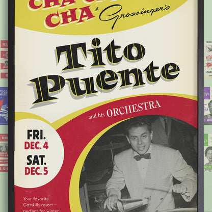 Tito Puente jazz poster - Cha Cha Cha - Live at Grossinger's - Catskills, NY - 1959