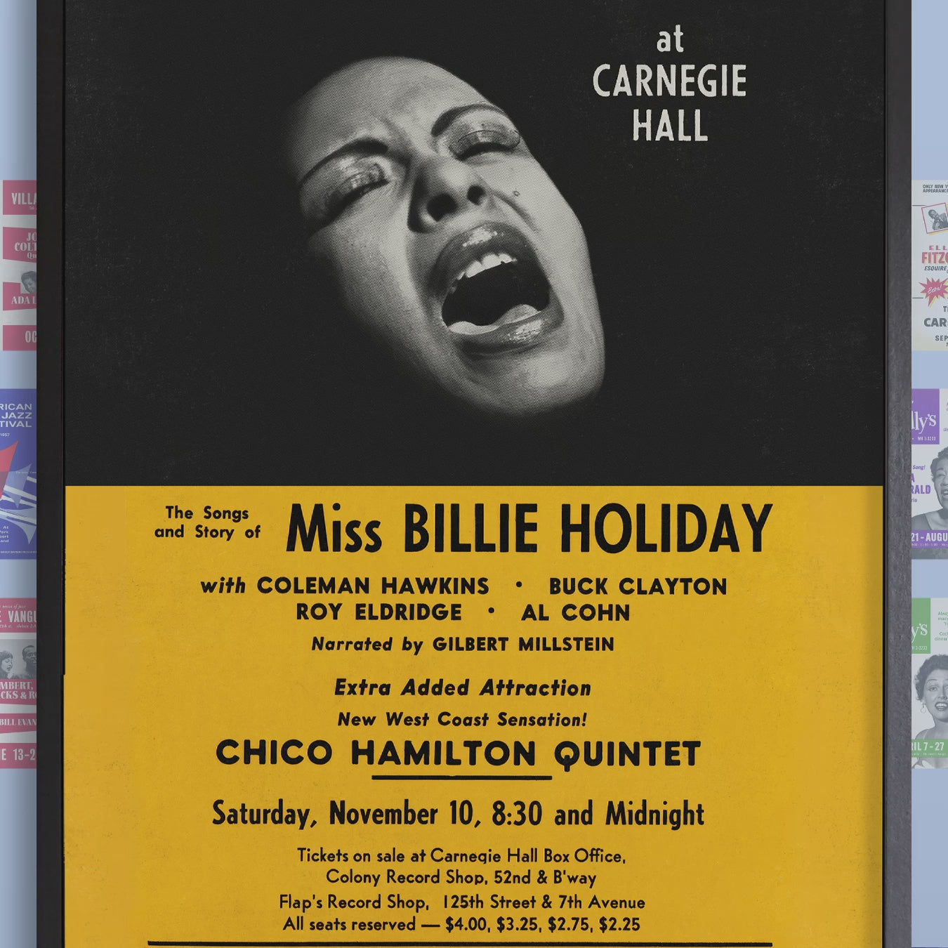 Billie Holiday jazz poster - Lady Sings the Blues - Carnegie Hall