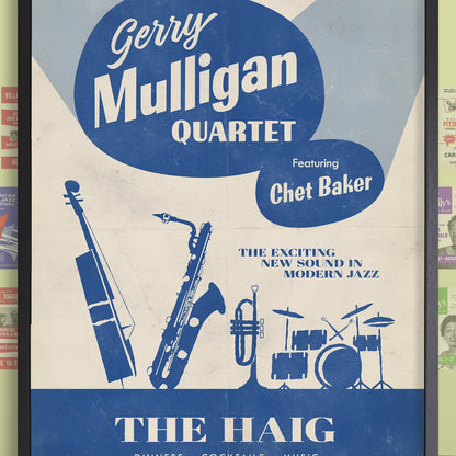 Gerry Mulligan - Chet Baker jazz poster - Live at The Haig - 1952-3