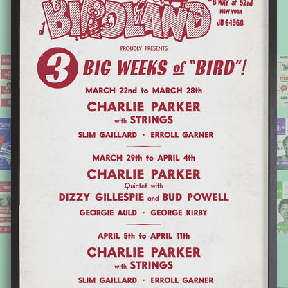 Charlie Parker - Dizzy Gillespie jazz poster - Birdland - 1951