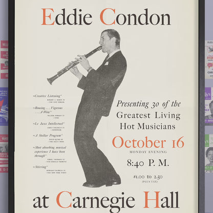 Eddie Condon jazz poster - At Carnegie Hall - 1944