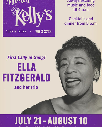 Ella Fitzgerald jazz poster - Live at Mister Kelly's - Chicago - 1958