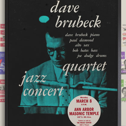 Dave Brubeck - Paul Desmond jazz poster - Jazz Goes to College - Univ. of Michigan - 1954