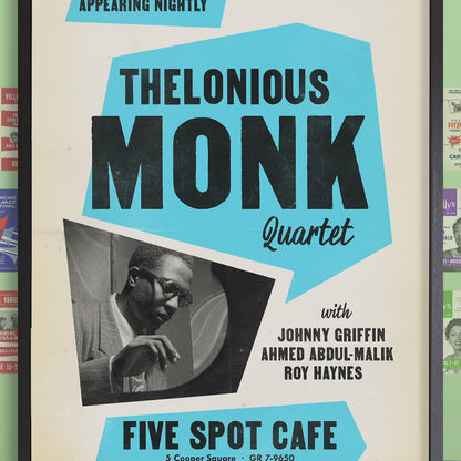 Thelonious Monk - Johnny Griffin jazz poster - Five Spot Cafe - 1958