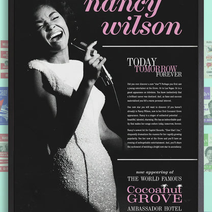 Nancy Wilson jazz poster - Live at the Cocoanut Grove - Los Angeles - 1964