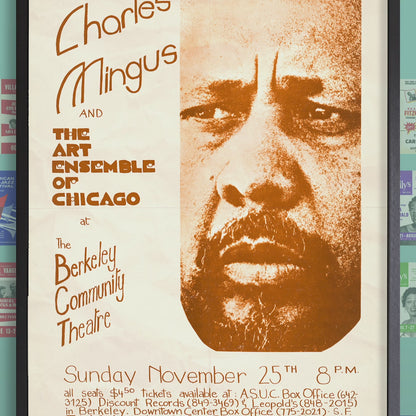 Charles Mingus - Art Ensemble of Chicago jazz poster - Berkeley, California - 1973 (orange variant)