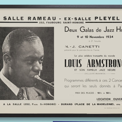 Louis Armstrong jazz poster - Salle-Pleyel - Paris - 1934