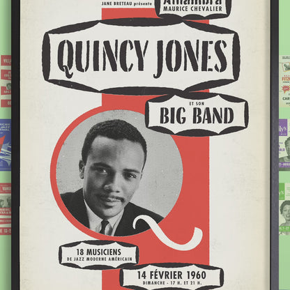 Quincy Jones Big Band jazz poster - l'Alhambra - Paris, France - 1960